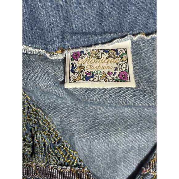 Monique Fashion Denim Patchwork Vest Women’s Size 6 - Picture 3 of 6